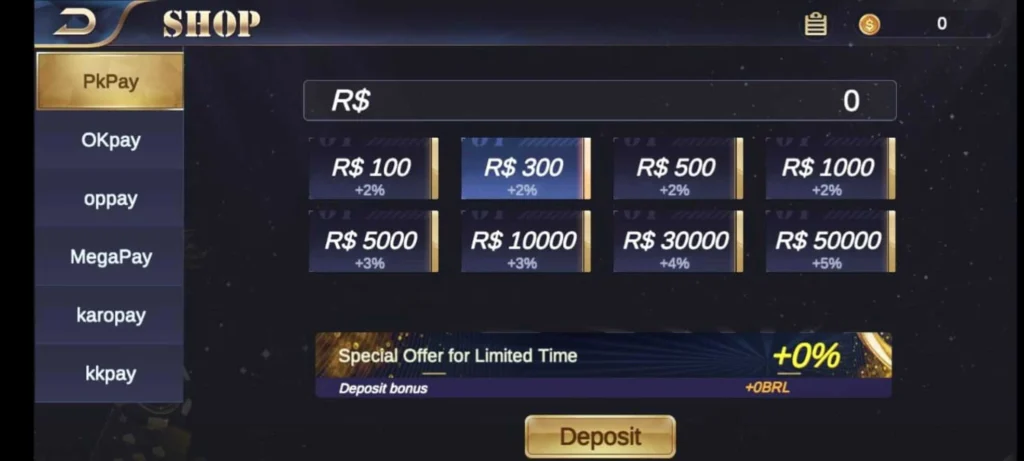 tg slot game deposit